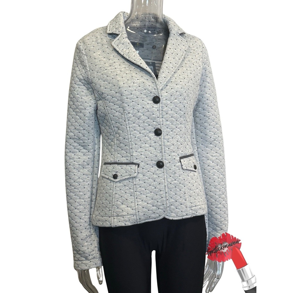 Fior Da Liso Vivian Blazer Womens 6 Gray Equestrian Preppy Jacket NWT